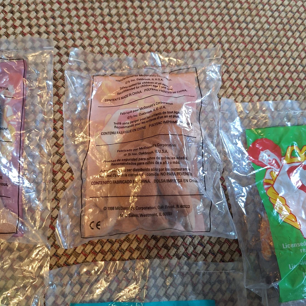 TY 90's Beanie Babies McDonald's Collectible Set 1-6 Unopened Bags